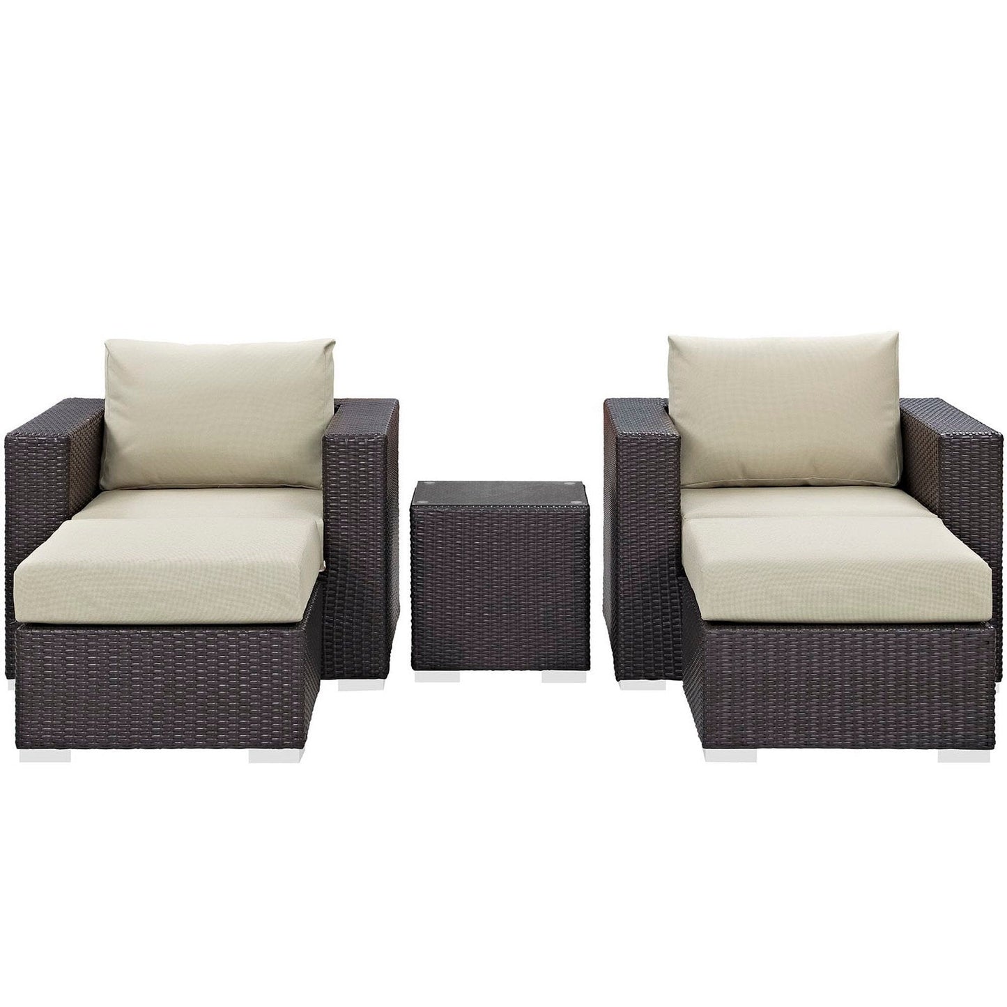 Convene 5 Piece Outdoor Patio Sectional Set in Espresso Beige by Modway Conversation Set Modway 