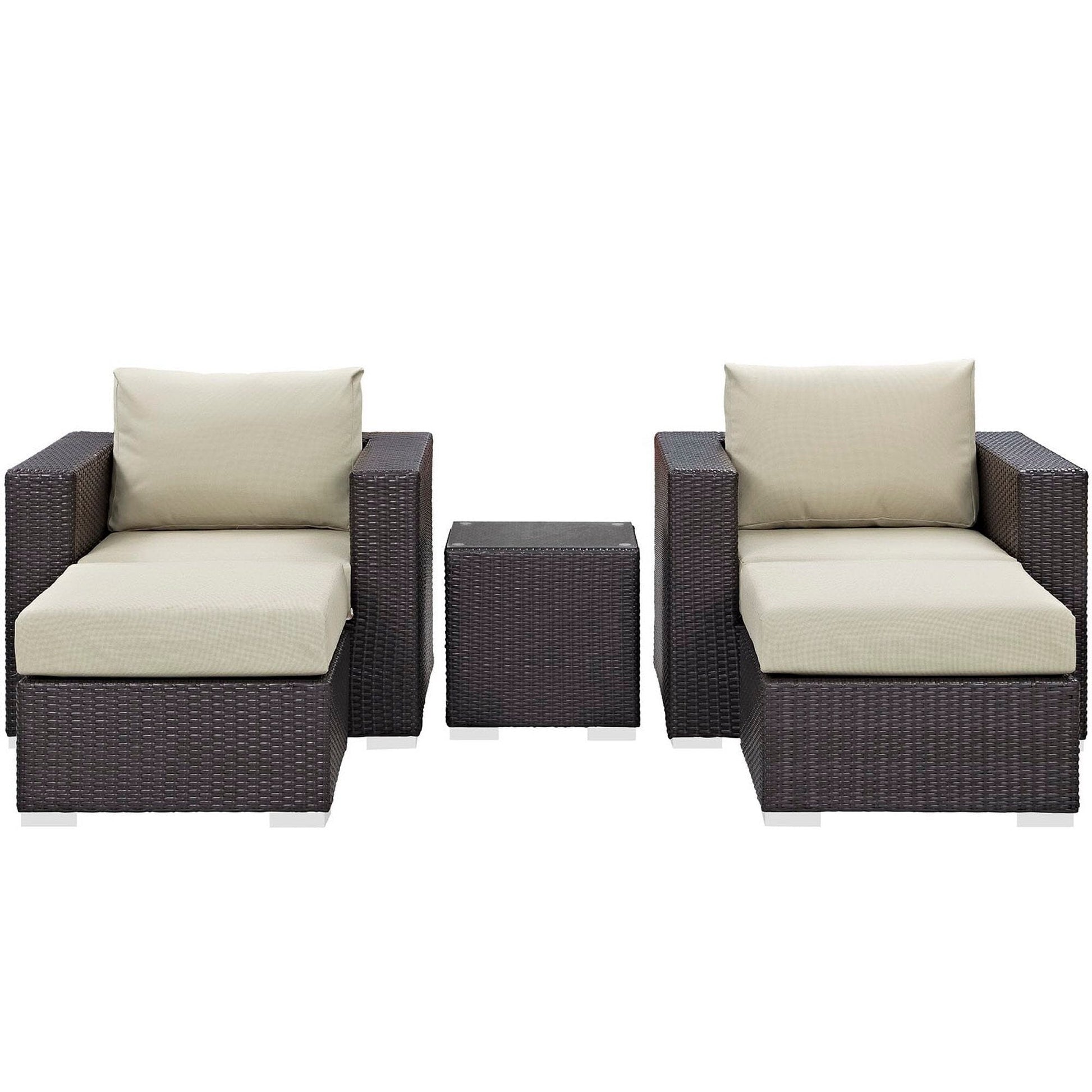 Convene 5 Piece Outdoor Patio Sectional Set in Espresso Beige by Modway Conversation Set Modway 