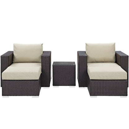Convene 5 Piece Outdoor Patio Sectional Set in Espresso Beige by Modway Conversation Set Modway 