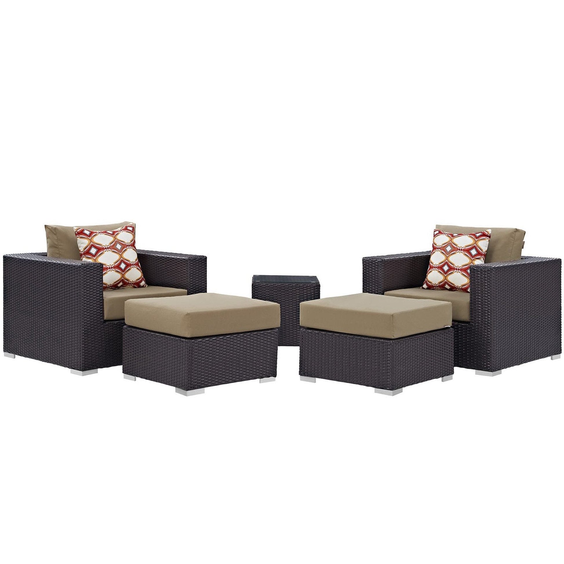 Convene 5 Piece Outdoor Patio Sectional Set in Espresso Mocha by Modway (EEI-2366) Sectional Set Modway 
