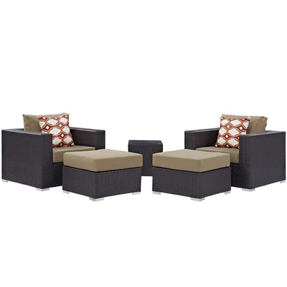 Convene 5 Piece Outdoor Patio Sectional Set in Espresso Mocha by Modway (EEI-2366) Sectional Set Modway 