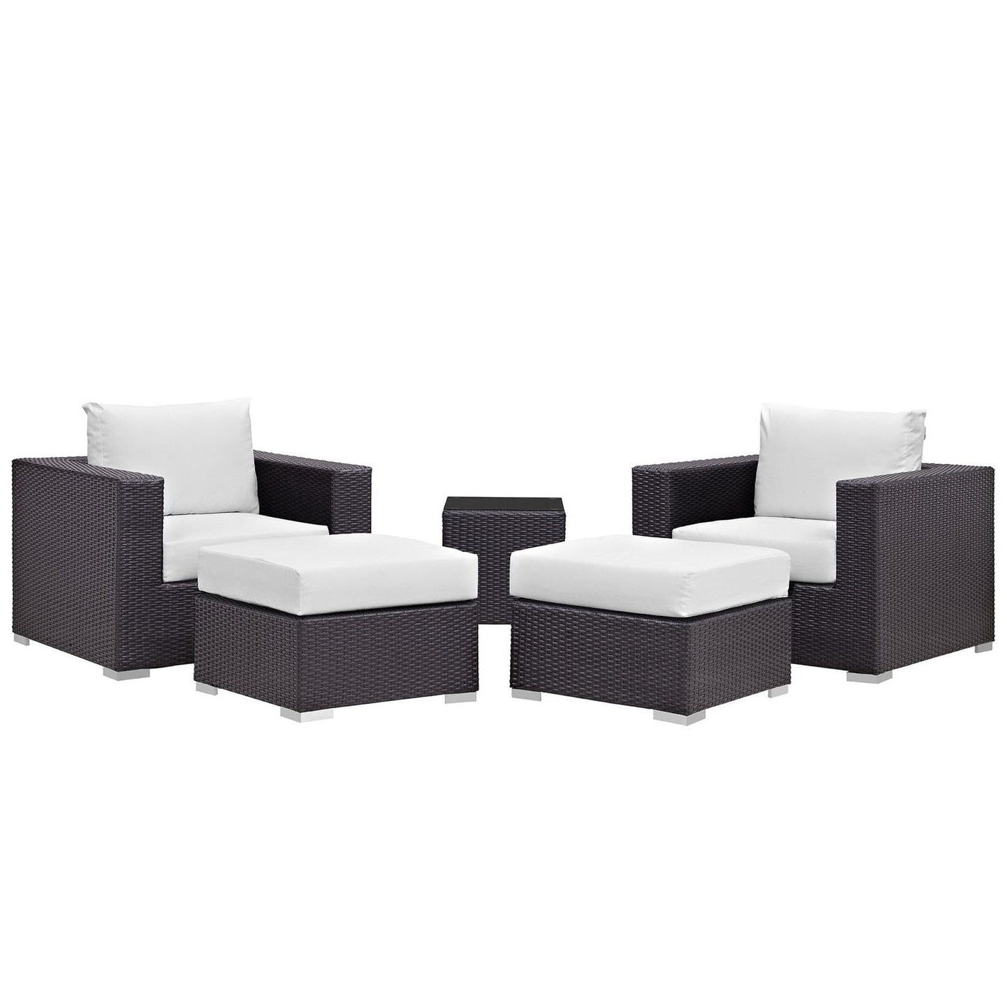 Convene 5 Piece Outdoor Patio Sectional Set in Espresso White by Modway (EEI-2201) Sectional Set Modway 