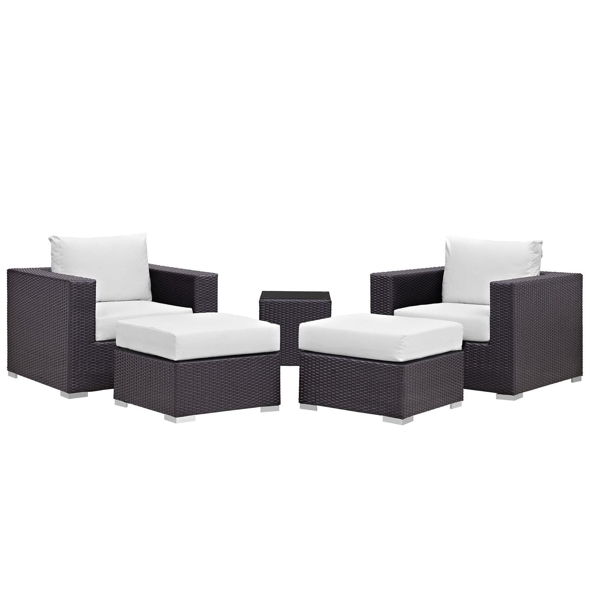 Convene 5 Piece Outdoor Patio Sectional Set in Espresso White by Modway (EEI-2201) Sectional Set Modway 