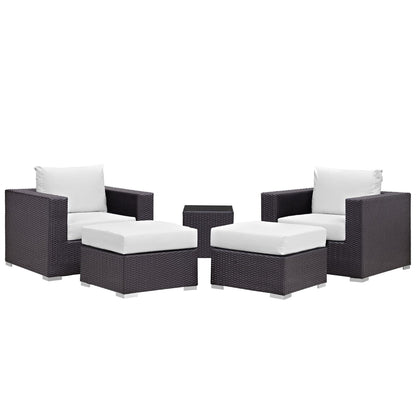 Convene 5 Piece Outdoor Patio Sectional Set in Espresso White by Modway (EEI-2201) Sectional Set Modway 