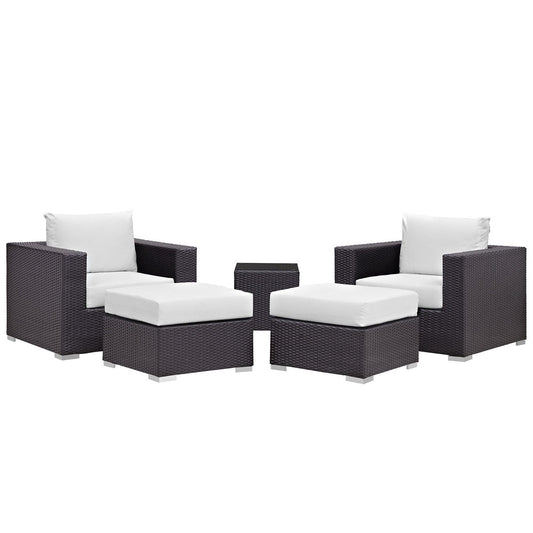 Convene 5 Piece Outdoor Patio Sectional Set in Espresso White by Modway (EEI-2201) Sectional Set Modway 