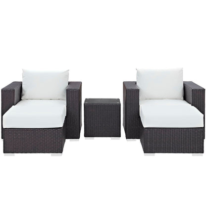 Convene 5 Piece Outdoor Patio Sectional Set in Espresso White by Modway (EEI-2201) Sectional Set Modway 