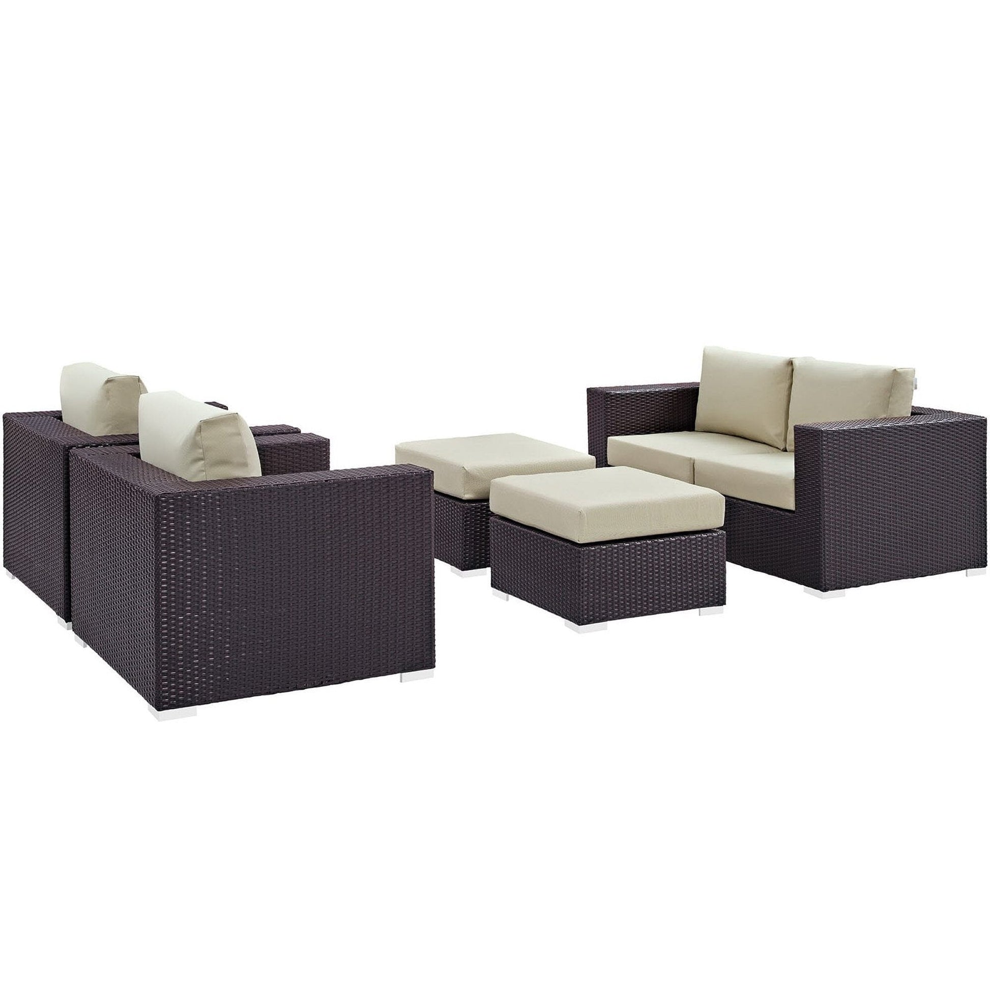 Convene 5 Piece Outdoor Patio Sofa Set in Espresso Beige by Modway (EEI-2158) Conversation Set Modway 