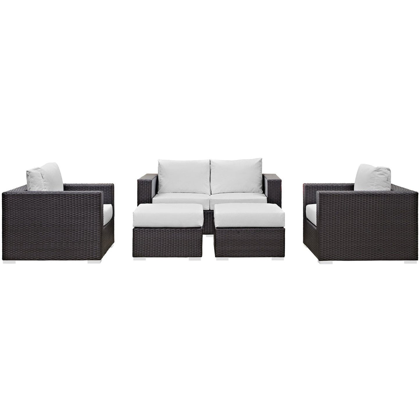 Convene 5 Piece Outdoor Patio Sofa Set in Espresso White by Modway (EEI-2158) Conversation Set Modway 