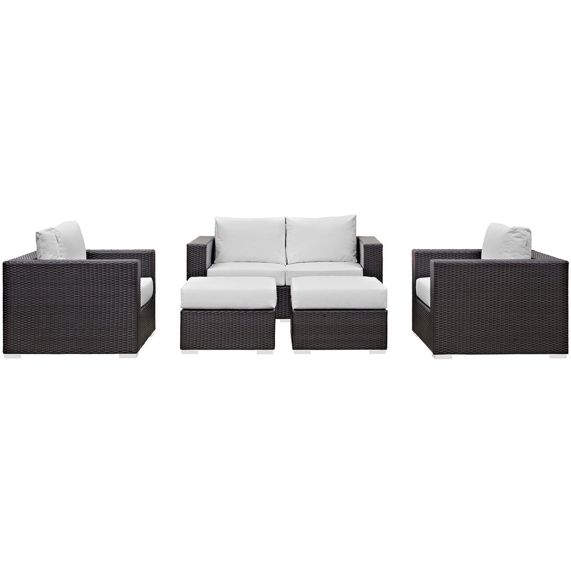 Convene 5 Piece Outdoor Patio Sofa Set in Espresso White by Modway (EEI-2158) Conversation Set Modway 