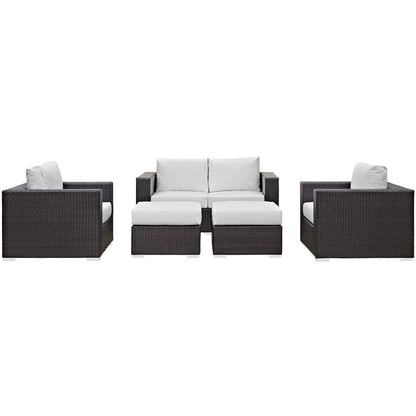 Convene 5 Piece Outdoor Patio Sofa Set in Espresso White by Modway (EEI-2158) Conversation Set Modway 