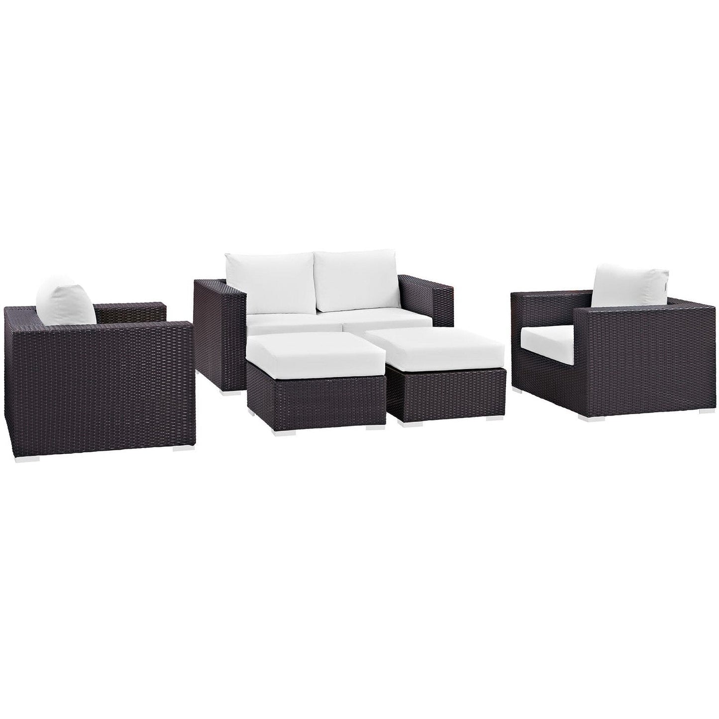 Convene 5 Piece Outdoor Patio Sofa Set in Espresso White by Modway (EEI-2158) Conversation Set Modway 