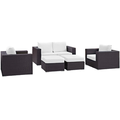 Convene 5 Piece Outdoor Patio Sofa Set in Espresso White by Modway (EEI-2158) Conversation Set Modway 