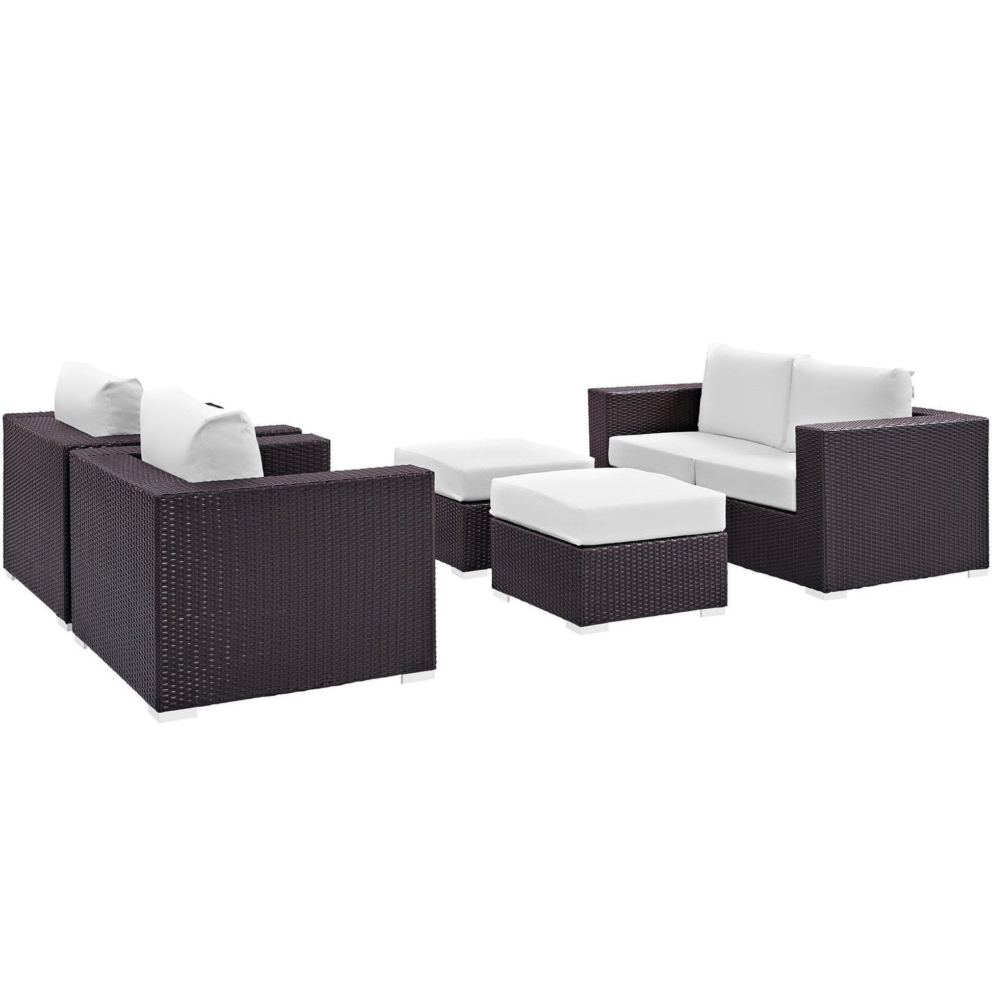 Convene 5 Piece Outdoor Patio Sofa Set in Espresso White by Modway (EEI-2158) Conversation Set Modway 