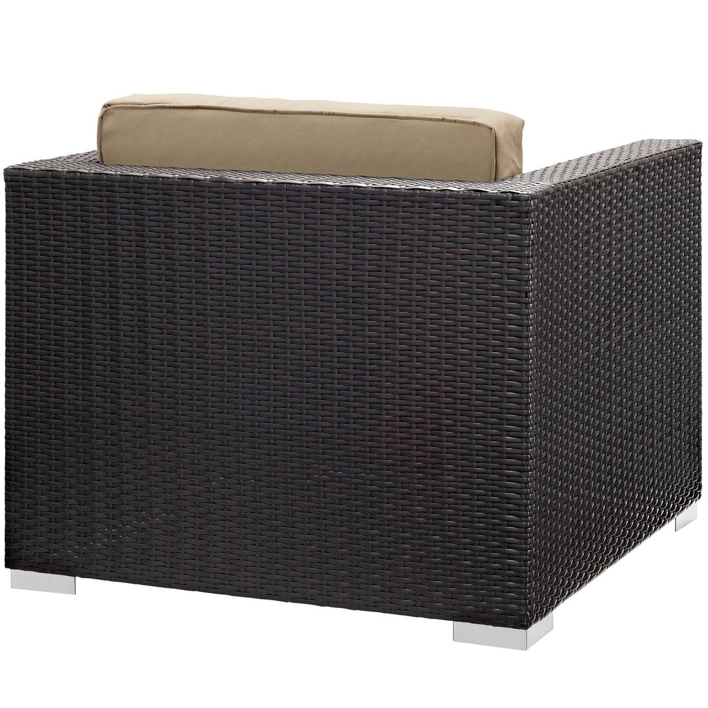 Convene 5 Piece Outdoor Patio Wicker Rattan Sectional Set in Espresso Mocha by Modway Outdoor Sectional Set Modway 