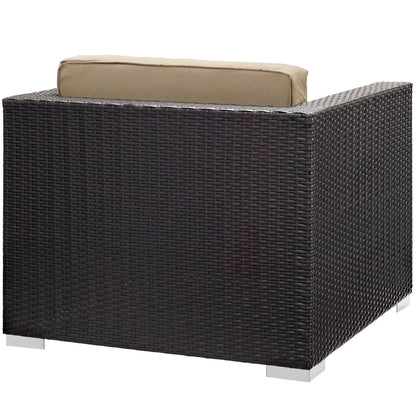 Convene 5 Piece Outdoor Patio Wicker Rattan Sectional Set in Espresso Mocha by Modway Outdoor Sectional Set Modway 