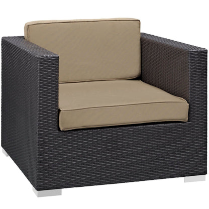 Convene 5 Piece Outdoor Patio Wicker Rattan Sectional Set in Espresso Mocha by Modway Outdoor Sectional Set Modway 