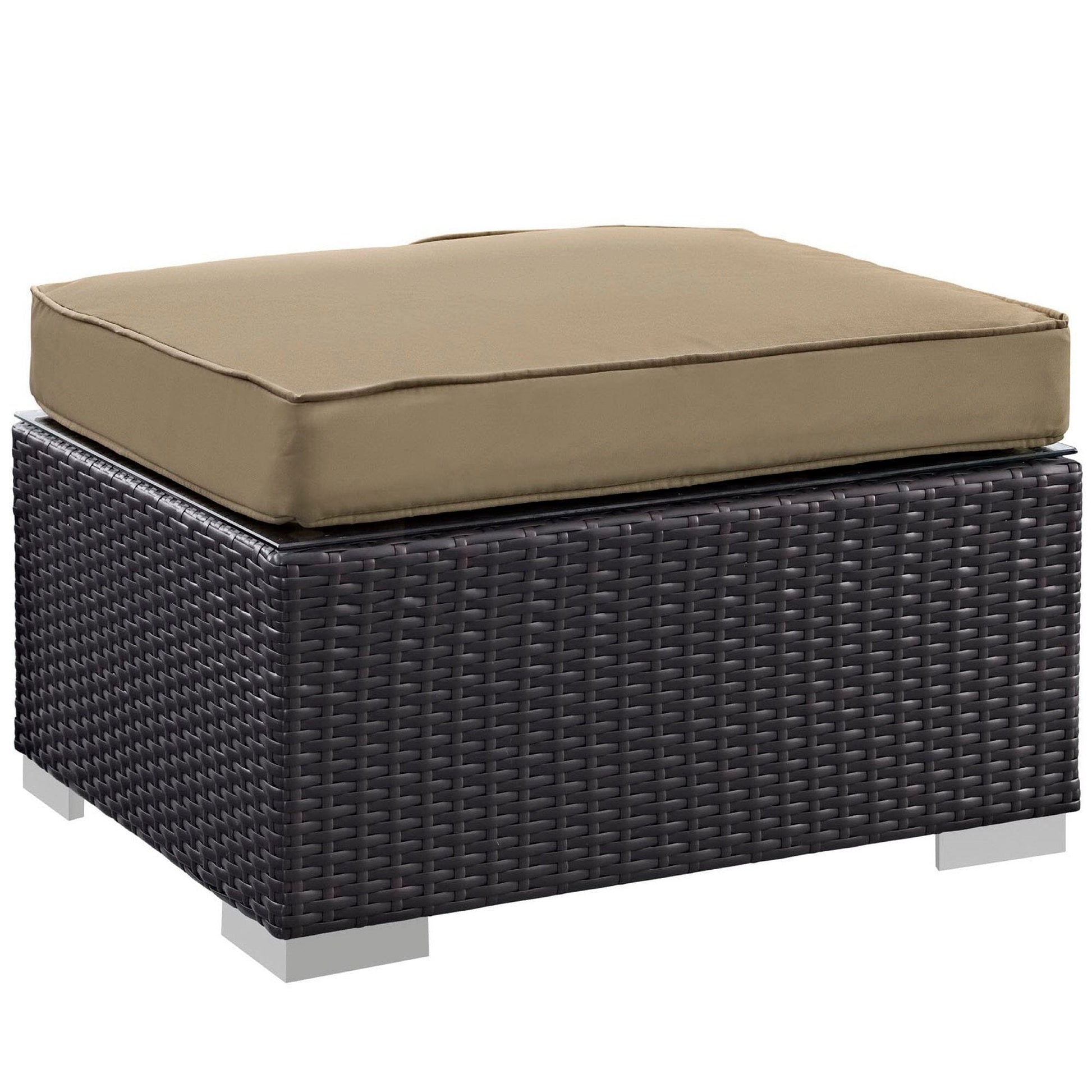 Convene 5 Piece Outdoor Patio Wicker Rattan Sectional Set in Espresso Mocha by Modway Outdoor Sectional Set Modway 