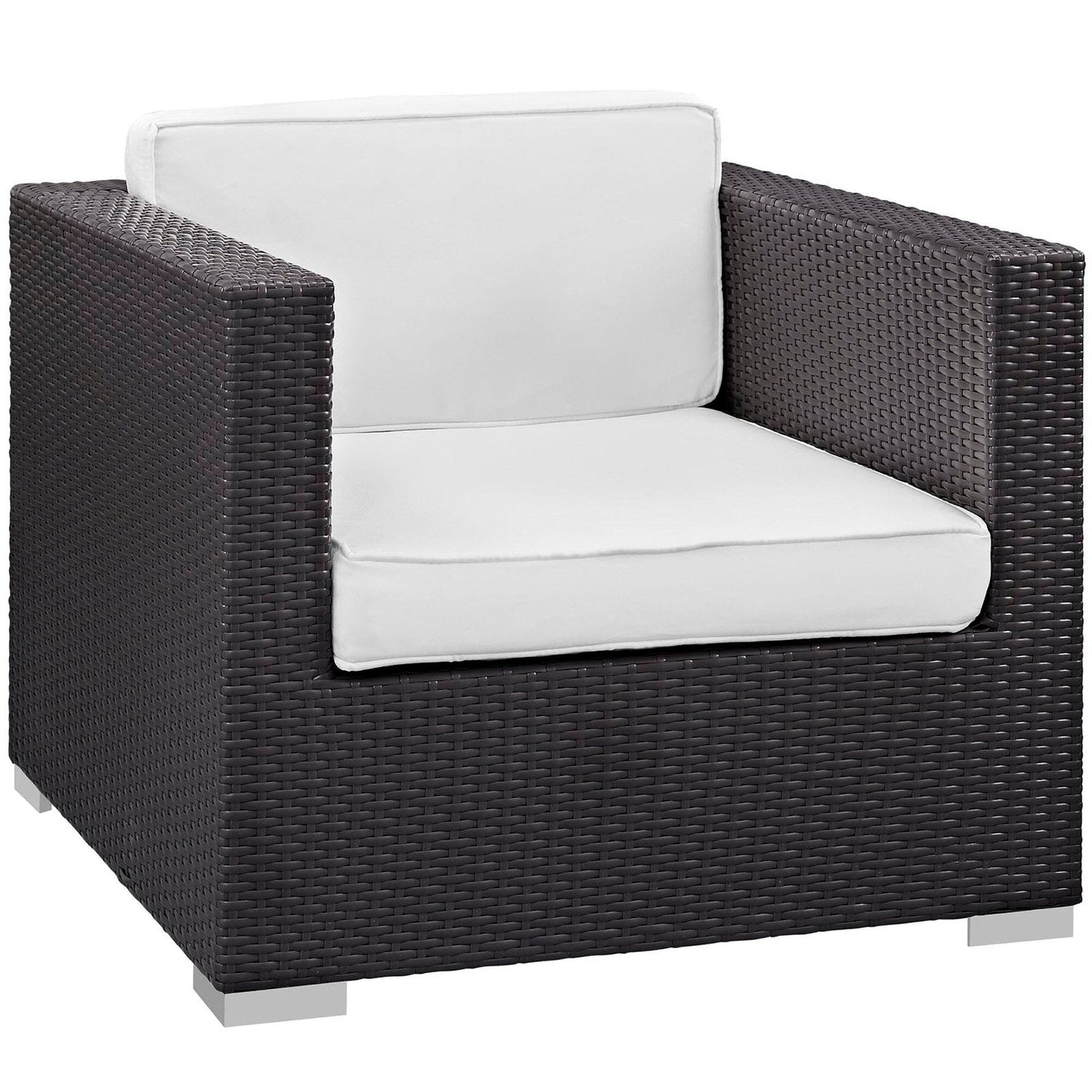 Convene 5 Piece Outdoor Patio Wicker Rattan Sectional Set in Espresso White by Modway Outdoor Sectional Set Modway 