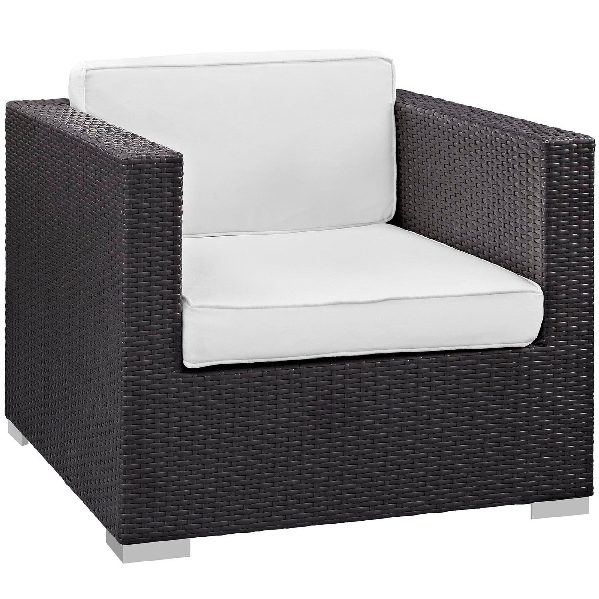 Convene 5 Piece Outdoor Patio Wicker Rattan Sectional Set in Espresso White by Modway Outdoor Sectional Set Modway 