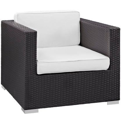 Convene 5 Piece Outdoor Patio Wicker Rattan Sectional Set in Espresso White by Modway Outdoor Sectional Set Modway 