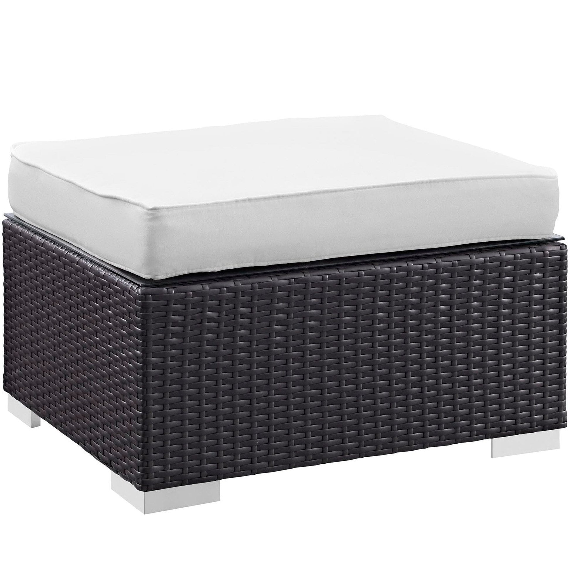 Convene 5 Piece Outdoor Patio Wicker Rattan Sectional Set in Espresso White by Modway Outdoor Sectional Set Modway 