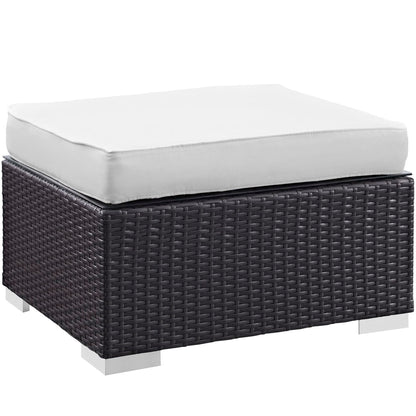 Convene 5 Piece Outdoor Patio Wicker Rattan Sectional Set in Espresso White by Modway Outdoor Sectional Set Modway 