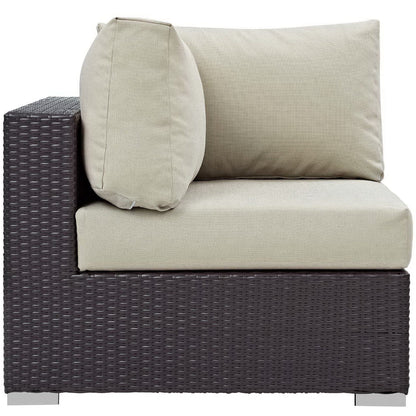 Convene 5 Piece Set Outdoor Patio with Fire Pit in Espresso Beige by Modway (EEI-3728) Conversation Set Modway 
