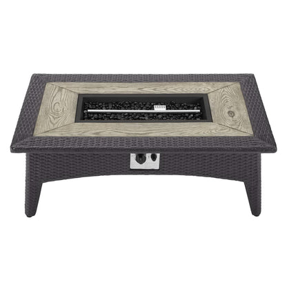 Convene 5 Piece Set Outdoor Patio with Fire Pit in Espresso Beige by Modway (EEI-3728) Conversation Set Modway 