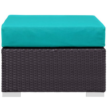 Convene 5 Piece Set Outdoor Patio with Fire Pit in Espresso Turquois by Modway (EEI-3726) Conversation Set Modway 