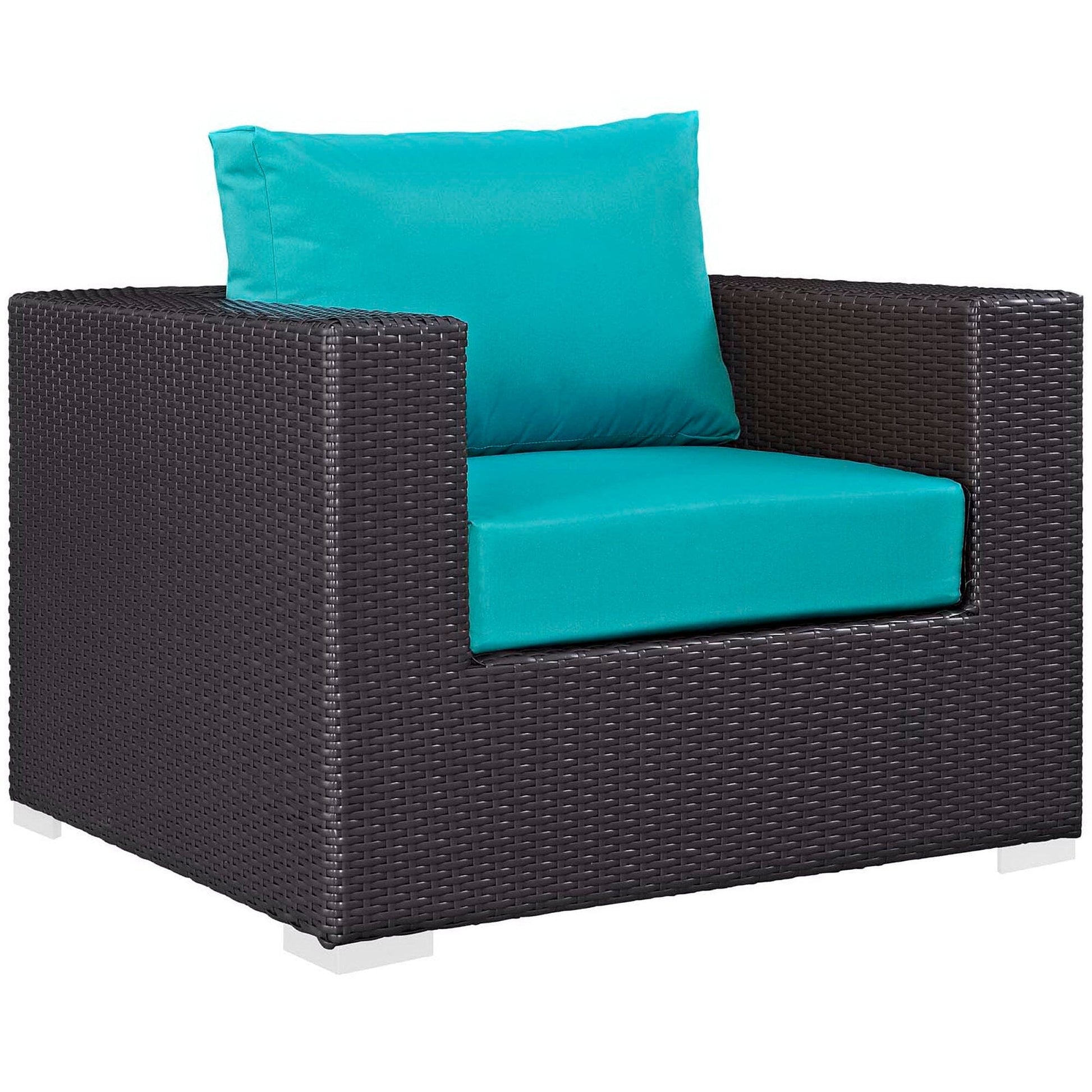 Convene 5 Piece Set Outdoor Patio with Fire Pit in Espresso Turquois by Modway (EEI-3726) Conversation Set Modway 