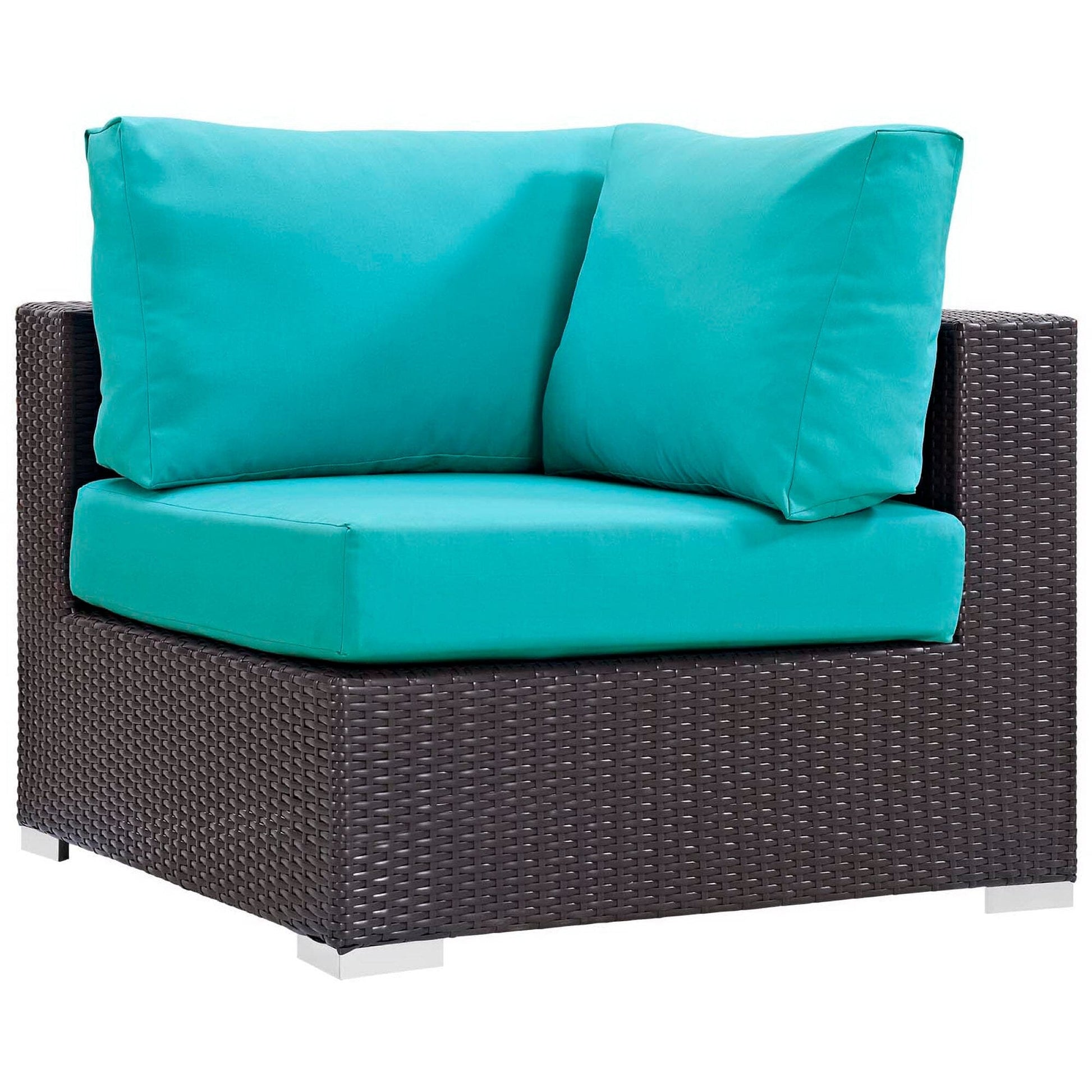 Convene 5 Piece Set Outdoor Patio with Fire Pit in Espresso Turquoise by Modway (EEI-3728) Conversation Set Modway 