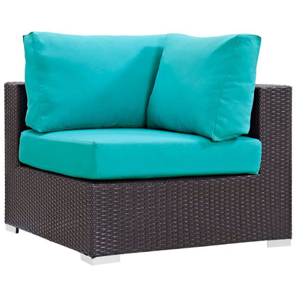 Convene 5 Piece Set Outdoor Patio with Fire Pit in Espresso Turquoise by Modway (EEI-3728) Conversation Set Modway 