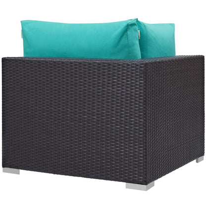 Convene 5 Piece Set Outdoor Patio with Fire Pit in Espresso Turquoise by Modway (EEI-3728) Conversation Set Modway 