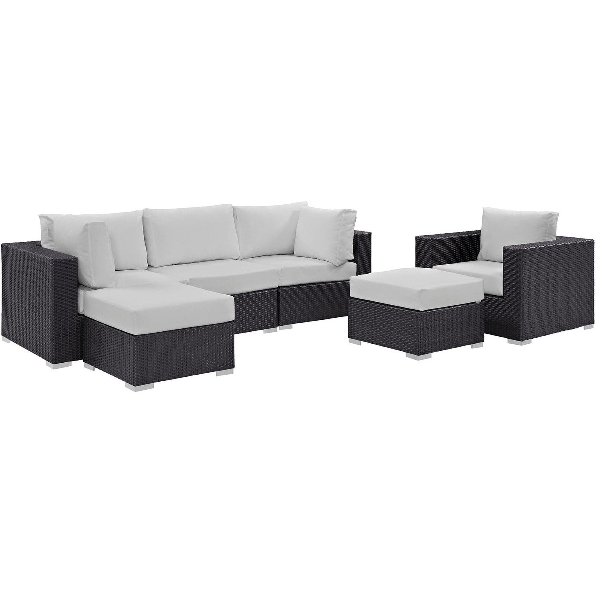 Convene 6 Piece Outdoor Patio Sectional Set in Espresso White by Modway (EEI-2207) Sectional Set Modway 