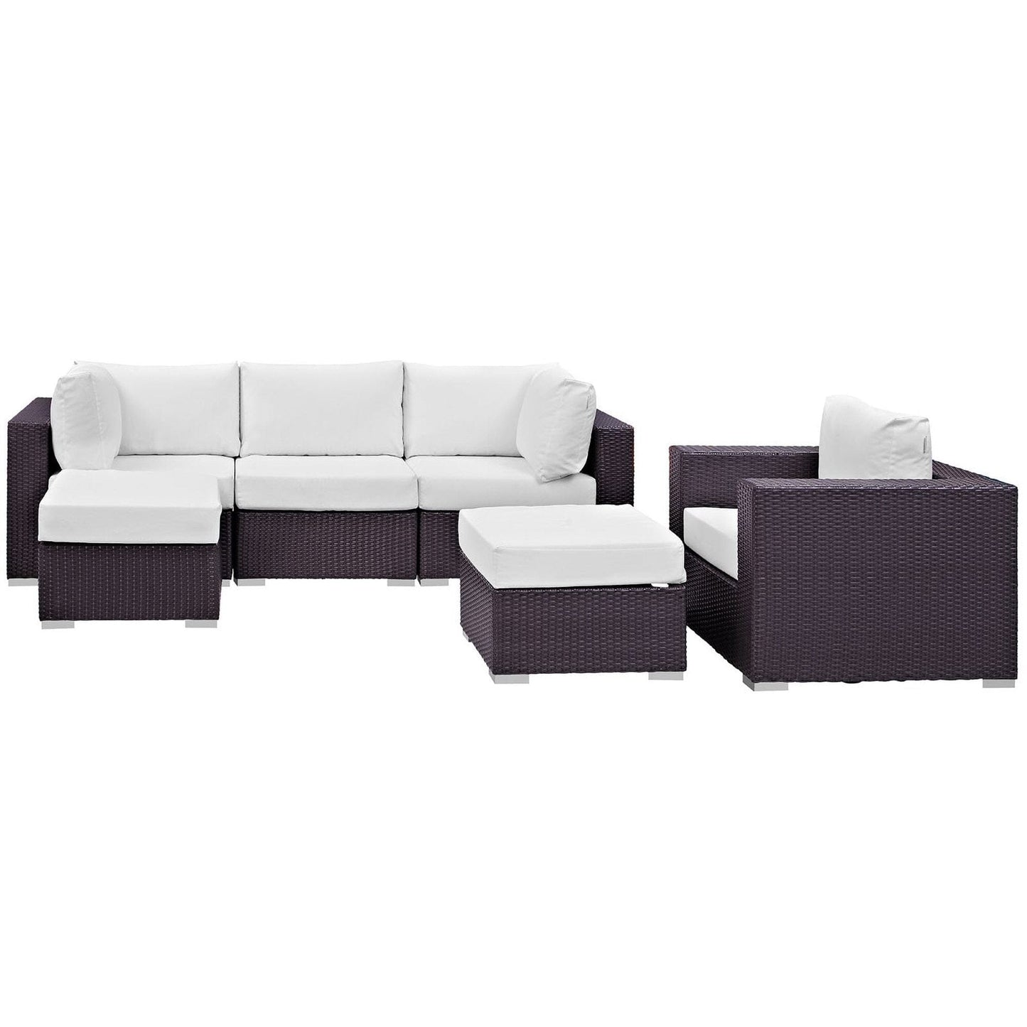 Convene 6 Piece Outdoor Patio Sectional Set in Espresso White by Modway (EEI-2207) Sectional Set Modway 