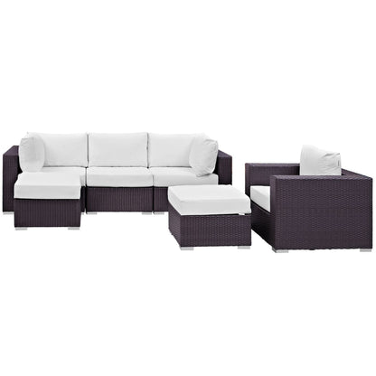 Convene 6 Piece Outdoor Patio Sectional Set in Espresso White by Modway (EEI-2207) Sectional Set Modway 