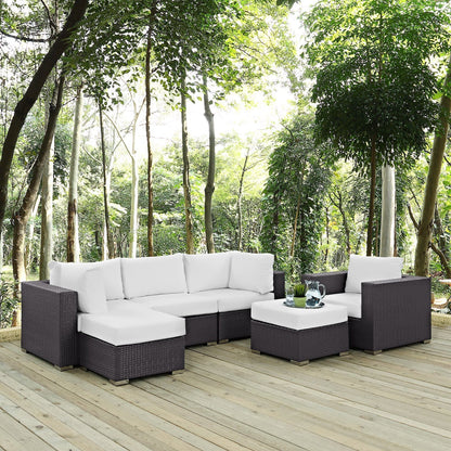 Convene 6 Piece Outdoor Patio Sectional Set in Espresso White by Modway (EEI-2207) Sectional Set Modway 