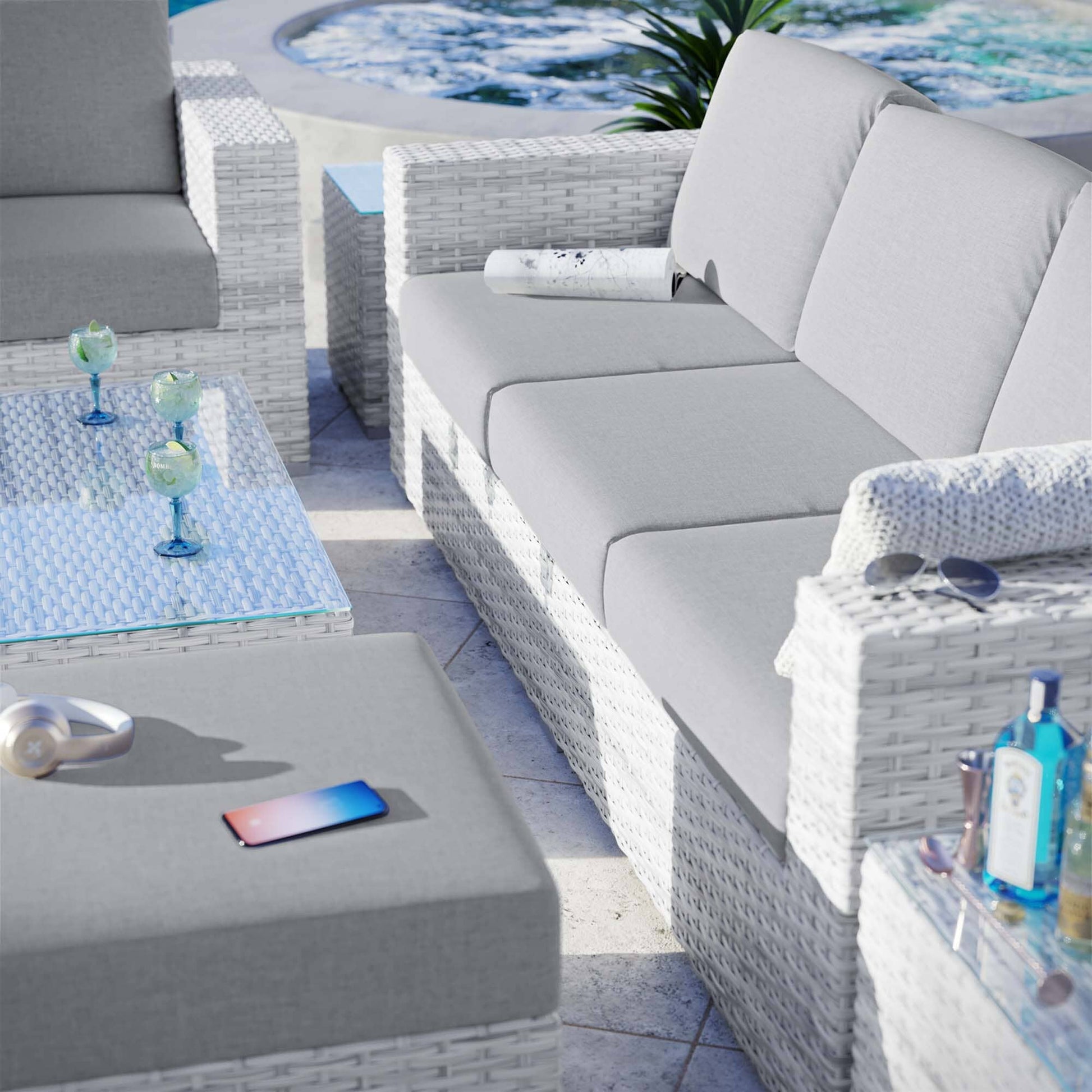 Convene 6-Piece Outdoor Patio Set in Light Gray Gray by Modway (EEI-5449) Conversation Set Modway 