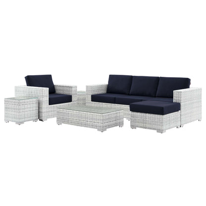 Convene 6-Piece Outdoor Patio Set in Light Gray Navy by Modway (EEI-5449) Conversation Set Modway 