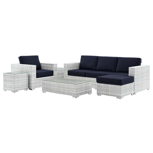 Convene 6-Piece Outdoor Patio Set in Light Gray Navy by Modway (EEI-5449) Conversation Set Modway 