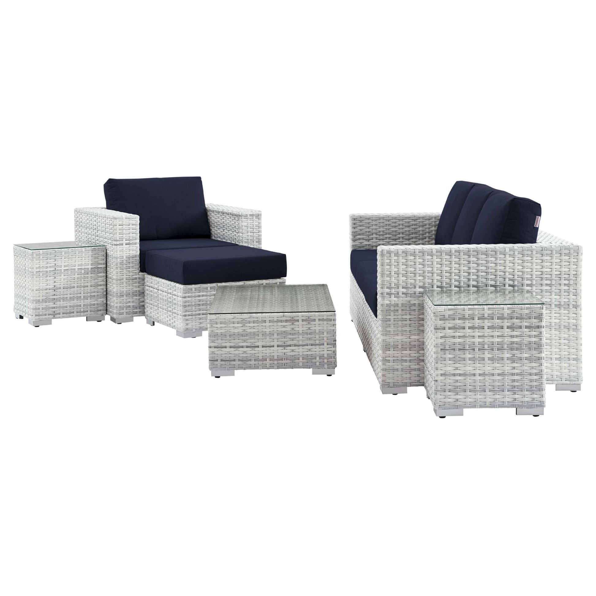 Convene 6-Piece Outdoor Patio Set in Light Gray Navy by Modway (EEI-5449) Conversation Set Modway 