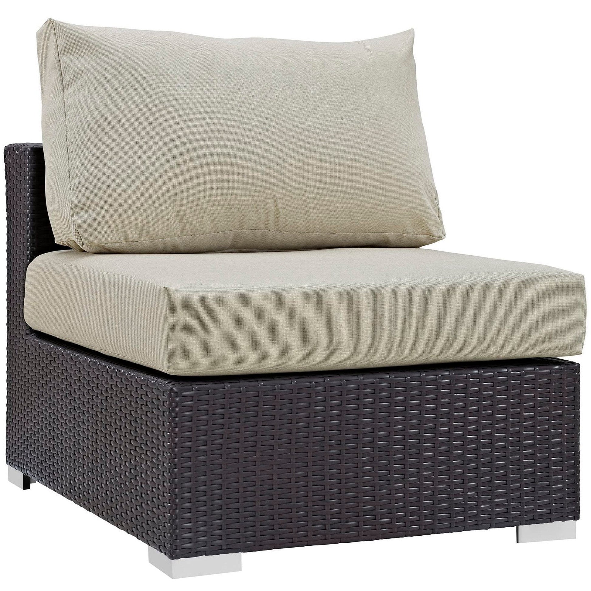 Convene 7 Piece Outdoor Patio Sectional Set in Espresso Beige by Modway (EEI-2200) Sectional Set Modway 