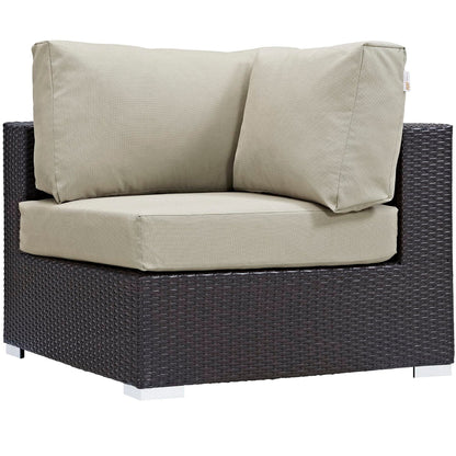 Convene 7 Piece Outdoor Patio Sectional Set in Espresso Beige by Modway (EEI-2200) Sectional Set Modway 