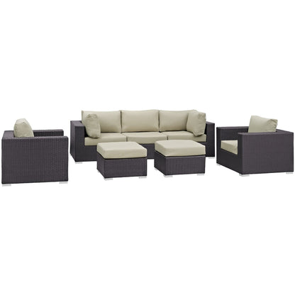 Convene 7 Piece Outdoor Patio Sectional Set in Espresso Beige by Modway (EEI-2200) Sectional Set Modway 
