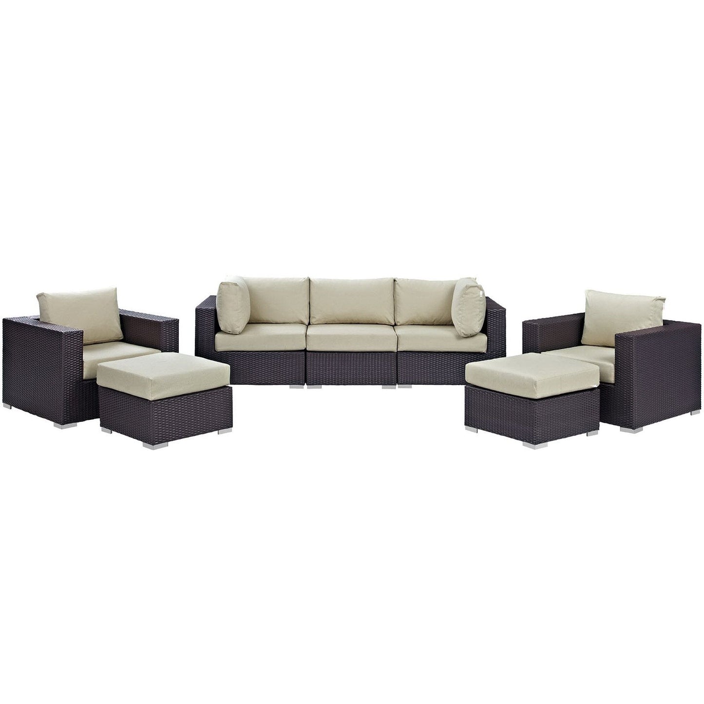 Convene 7 Piece Outdoor Patio Sectional Set in Espresso Beige by Modway (EEI-2200) Sectional Set Modway 
