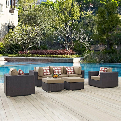 Convene 7 Piece Outdoor Patio Sectional Set in Espresso Mocha by Modway (EEI-2365) Sectional Set Modway 