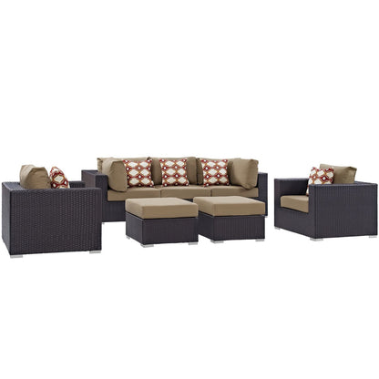 Convene 7 Piece Outdoor Patio Sectional Set in Espresso Mocha by Modway (EEI-2365) Sectional Set Modway 