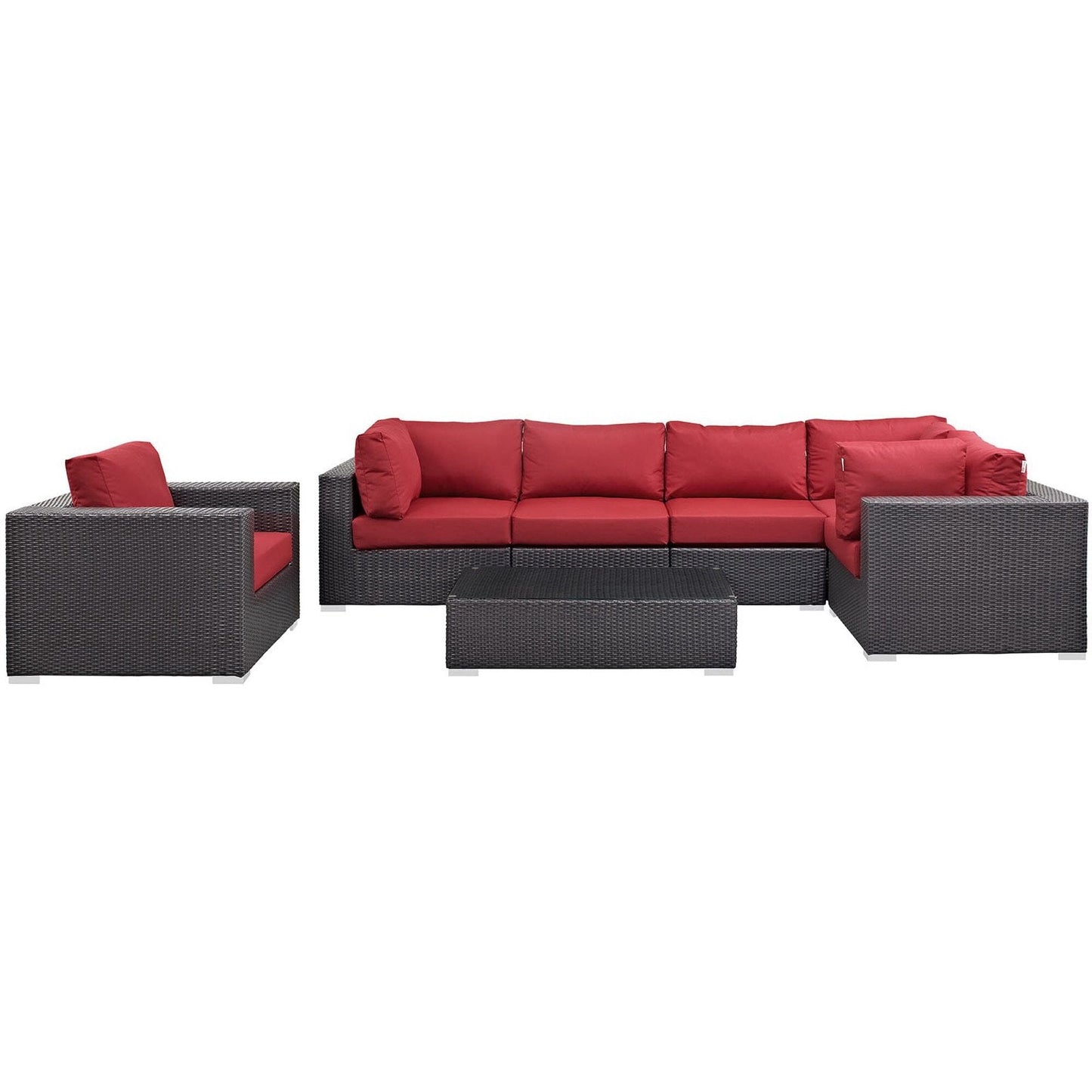 Convene 7 Piece Outdoor Patio Sectional Set in Espresso Red by Modway (EEI-2157) Sectional Set Modway 