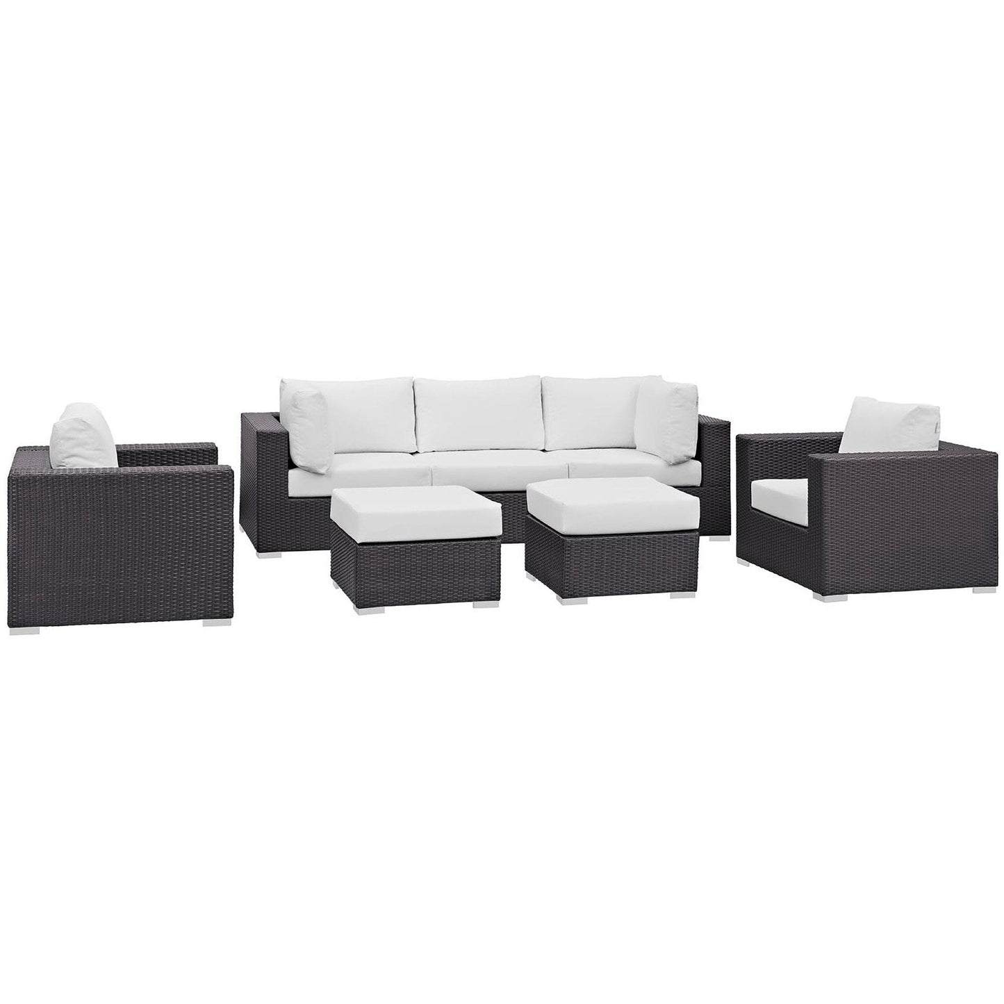 Convene 7 Piece Outdoor Patio Sectional Set in Espresso White by Modway (EEI-2200) Sectional Set Modway 
