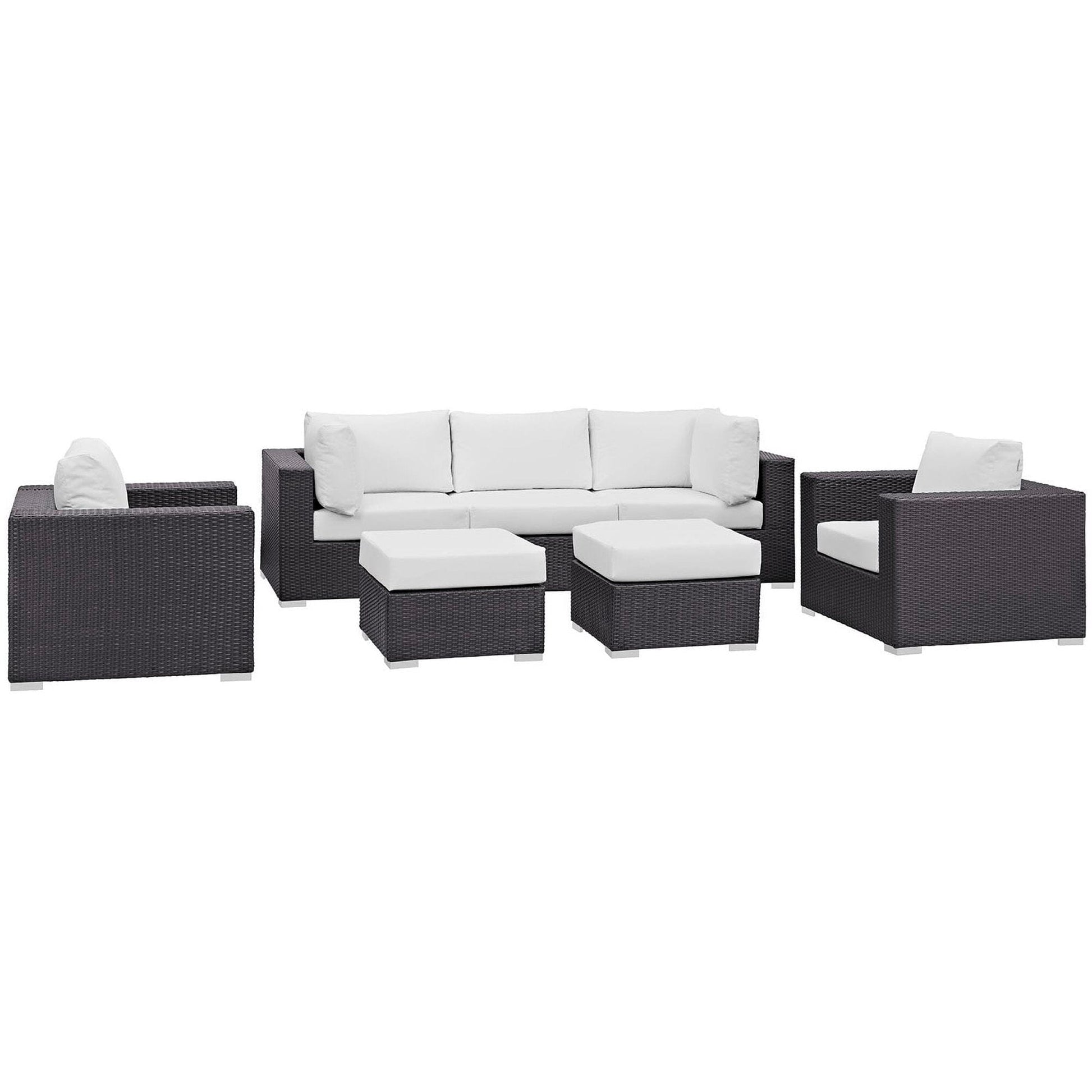 Convene 7 Piece Outdoor Patio Sectional Set in Espresso White by Modway (EEI-2200) Sectional Set Modway 